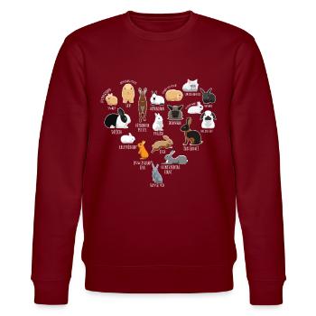 Hasen & Häschen Geschenk Rabbit Schlappohr - Stanley/Stella Unisex Bio-Sweatshirt CHANGER  - Burgunderrot - Vorne - Nik (191cm) & Marisol (170cm)