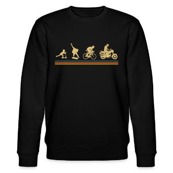 Simmi, 2 Takter, S50, Evolutions des Mopeds DDR - Stanley/Stella Unisex Bio-Sweatshirt CHANGER  - Schwarz - Vorne - Nik (191cm) & Marisol (170cm)