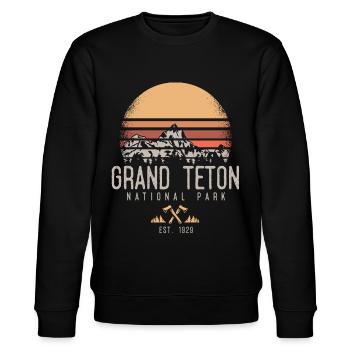Grand-Teton-Nationalpark, Wyoming - Stanley/Stella Unisex Bio-Sweatshirt CHANGER  - Schwarz - Vorne - Nik (191cm) & Marisol (170cm)