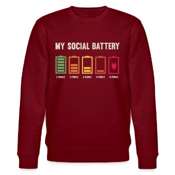 Meine Soziale Batterie Ist Niedrig - Stanley/Stella Unisex Bio-Sweatshirt CHANGER  - Burgunderrot - Vorne - Nik (191cm) & Marisol (170cm)