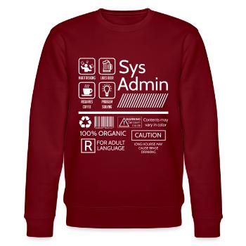 System Administrator, System Administrator - Stanley/Stella CHANGER Unisex Organic Sweatshirt - burgundy - Front - Nik (191cm) & Marisol (170cm)