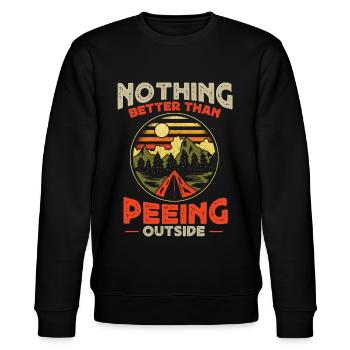 Nichts Besseres Als Draußen Zu Pinkeln - Stanley/Stella Unisex Bio-Sweatshirt CHANGER  - Schwarz - Vorne - Nik (191cm) & Marisol (170cm)