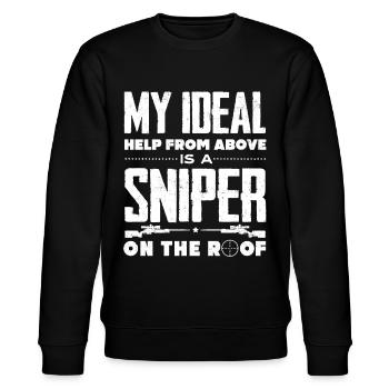 Hilfe Von Oben Ist Ein Scharfschütze - Stanley/Stella Unisex Bio-Sweatshirt CHANGER  - Schwarz - Vorne - Nik (191cm) & Marisol (170cm)