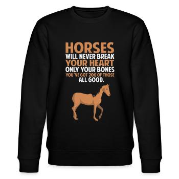 Les chevaux ne vous briseront jamais le cœur - Sweat bio CHANGER Stanley/Stella Unisexe - noir - Devant - Nik (191cm) & Marisol (170cm)