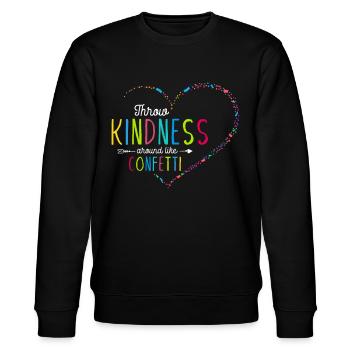 Freundlichkeit Wie Konfetti Verbreiten - Stanley/Stella Unisex Bio-Sweatshirt CHANGER  - Schwarz - Vorne - Nik (191cm) & Marisol (170cm)