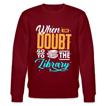 Library Librarian, - Stanley/Stella CHANGER Unisex Organic Sweatshirt - burgundy - Front - Nik (191cm) & Marisol (170cm)