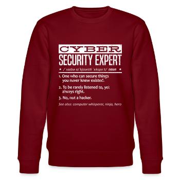 Experte Für Cybersicherheit - Stanley/Stella Unisex Bio-Sweatshirt CHANGER  - Burgunderrot - Vorne - Nik (191cm) & Marisol (170cm)