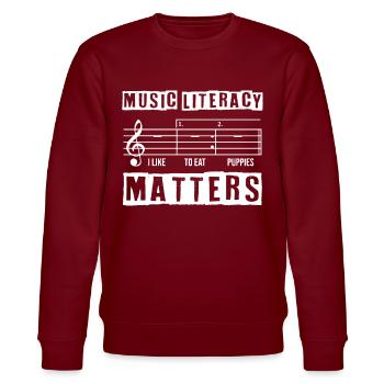 Musikkompetenz Ist Wichtig - Stanley/Stella Unisex Bio-Sweatshirt CHANGER  - Burgunderrot - Vorne - Nik (191cm) & Marisol (170cm)