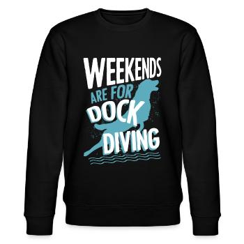 Dog diving, dock diving - Stanley/Stella CHANGER Unisex Organic Sweatshirt - black - Front - Nik (191cm) & Marisol (170cm)