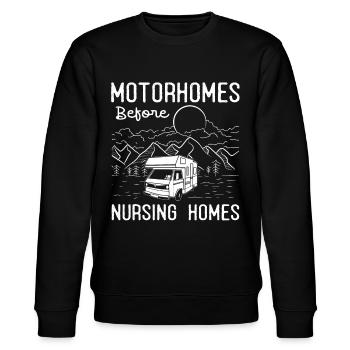 Motorhome camping, RV - Stanley/Stella CHANGER Unisex Organic Sweatshirt - black - Front - Nik (191cm) & Marisol (170cm)