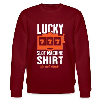 Spielautomat, Glücksspiel, Spielautomat - Stanley/Stella Unisex Bio-Sweatshirt CHANGER  - Burgunderrot - Vorne - Nik (191cm) & Marisol (170cm)