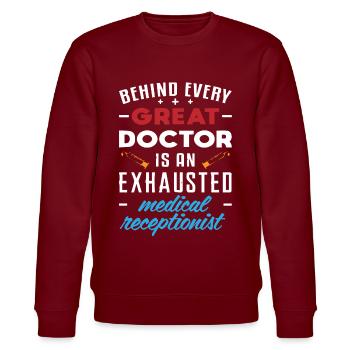 Medical receptionist - Stanley/Stella CHANGER Unisex Organic Sweatshirt - burgundy - Front - Nik (191cm) & Marisol (170cm)