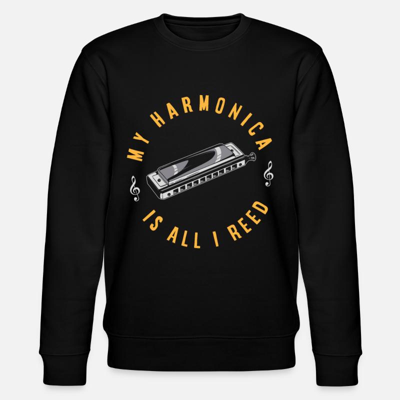 Harmonica player, Unny harmonica - Stanley/Stella CHANGER Unisex Organic Sweatshirt - black