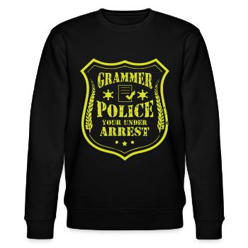 Grammatikpolizei - Englischlehrer - Stanley/Stella Unisex Bio-Sweatshirt CHANGER  - Schwarz - Vorne - Nik (191cm) & Marisol (170cm)