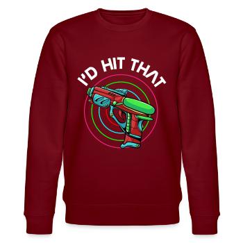 Laser Tag, Laser - Stanley/Stella CHANGER Unisex Organic Sweatshirt - burgundy - Front - Nik (191cm) & Marisol (170cm)