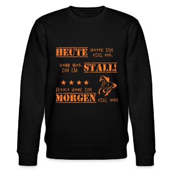 Pferdesprüche Lustiger Pferdespruch T-Shirt - Stanley/Stella Unisex Bio-Sweatshirt CHANGER  - Schwarz - Vorne - Nik (191cm) & Marisol (170cm)