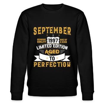 Geburtstag September 1997 geboren Vintage - Stanley/Stella Unisex Bio-Sweatshirt CHANGER  - Schwarz - Vorne - Nik (191cm) & Marisol (170cm)