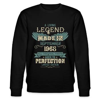 Septembre 1965 Vintage Anniversaire - Sweat bio CHANGER Stanley/Stella Unisexe - noir - Devant - Nik (191cm) & Marisol (170cm)