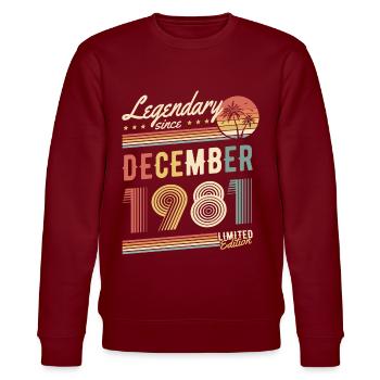Légendaire depuis décembre 1981 Edition Limitée - Sweat bio CHANGER Stanley/Stella Unisexe - bordeaux - Devant - Nik (191cm) & Marisol (170cm)