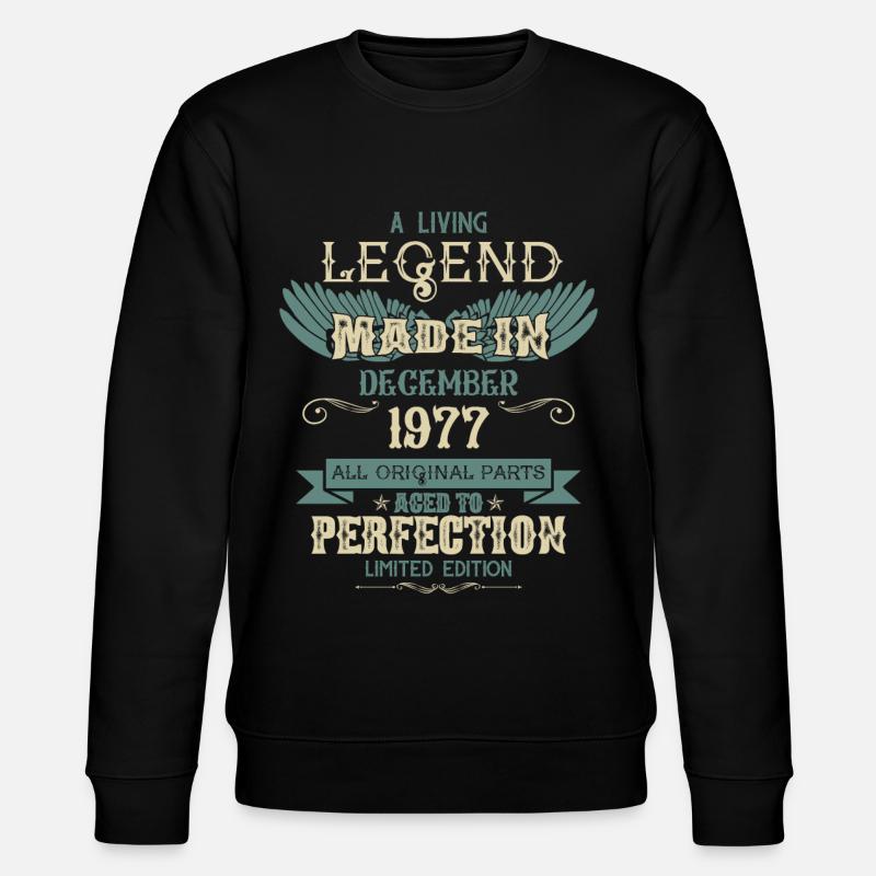Décembre 1977 Millésime anniversaire - Sweat bio CHANGER Stanley/Stella Unisexe - noir