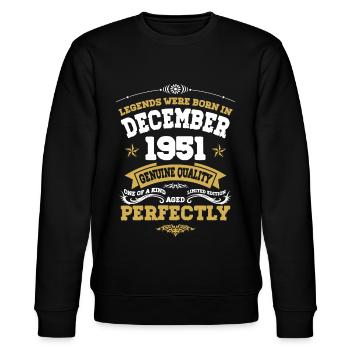 Vintage Aged Perfectly December 1951 - Stanley/Stella CHANGER Unisex Organic Sweatshirt - black - Front - Nik (191cm) & Marisol (170cm)