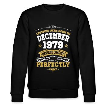 Vintage Aged Perfectly December 1979 - Stanley/Stella CHANGER Unisex Organic Sweatshirt - black - Front - Nik (191cm) & Marisol (170cm)