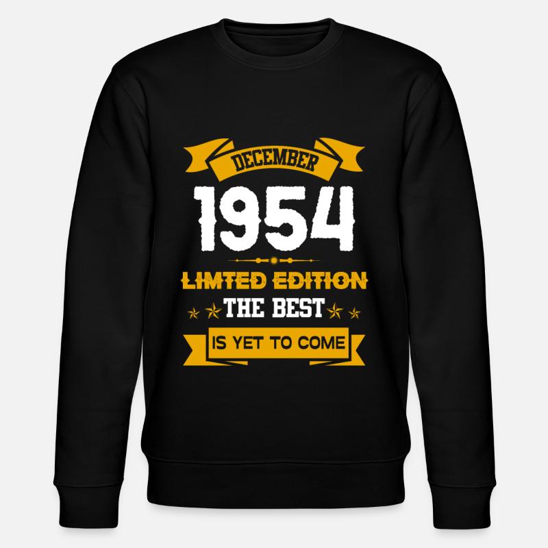December 1954 Birthday present - Stanley/Stella CHANGER Unisex Organic Sweatshirt - black