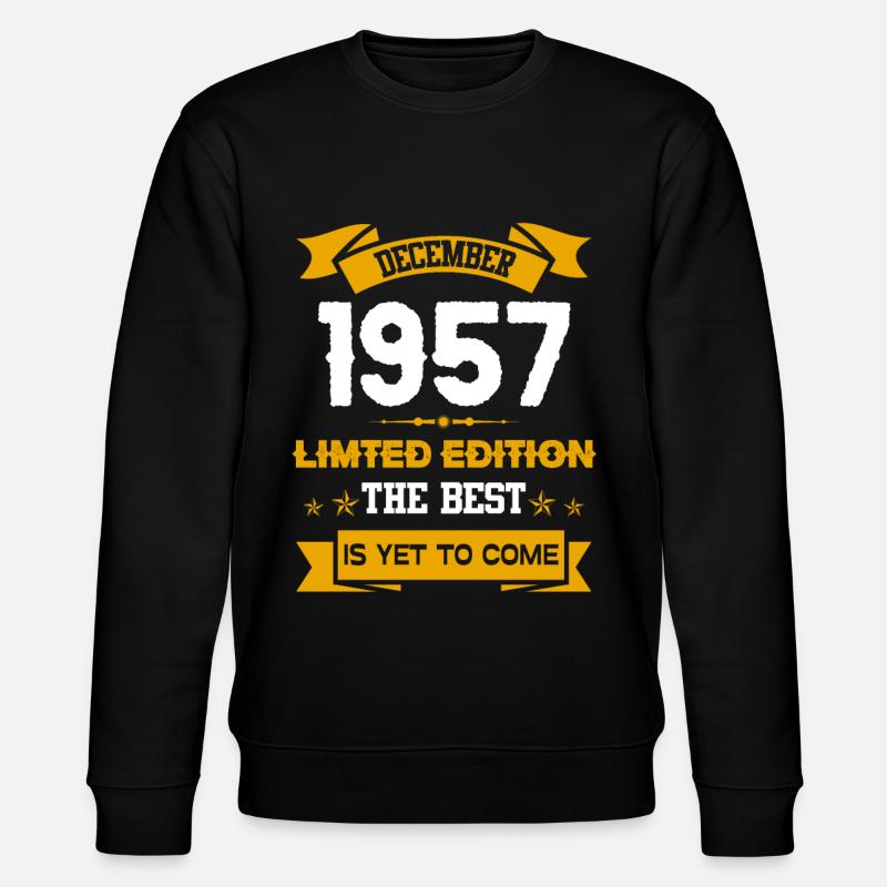 December 1957 Birthday present - Stanley/Stella CHANGER Unisex Organic Sweatshirt - black