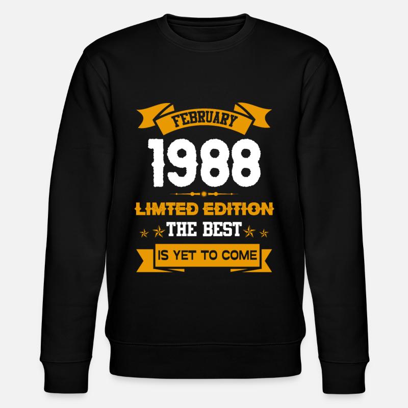 February 1988 Birthday present - Stanley/Stella CHANGER Unisex Organic Sweatshirt - black