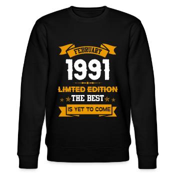 Februar 1991 Geburtstagsgeschenk - Stanley/Stella Unisex Bio-Sweatshirt CHANGER  - Schwarz - Vorne - Nik (191cm) & Marisol (170cm)