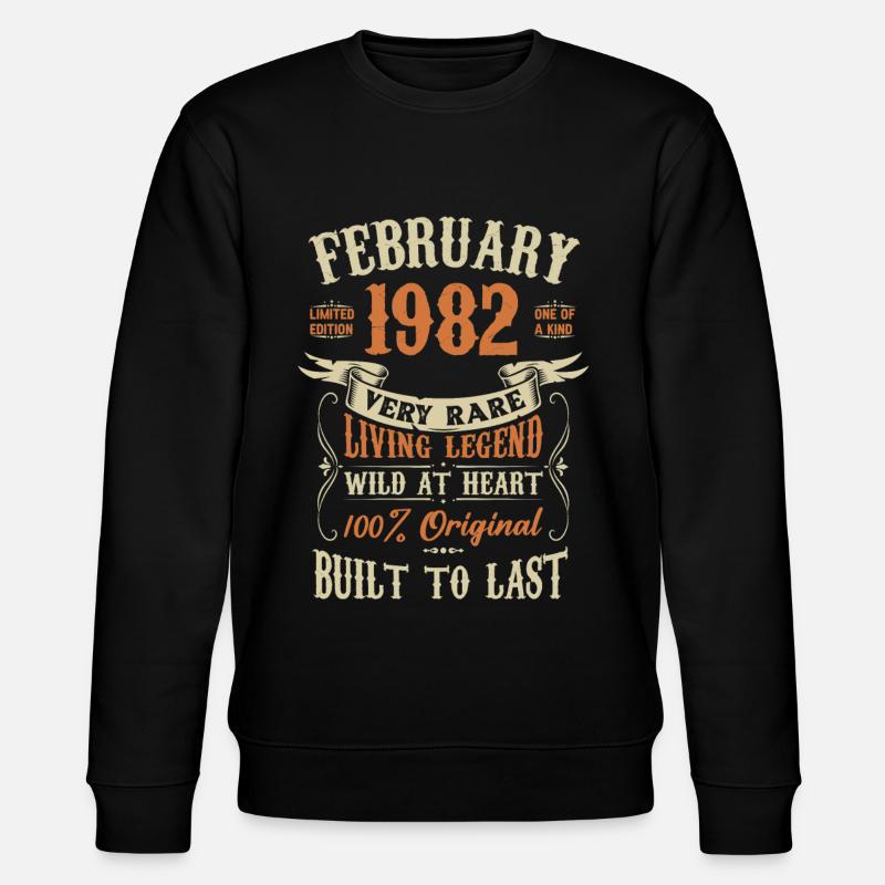 February 1982 Birthday present - Stanley/Stella CHANGER Unisex Organic Sweatshirt - black