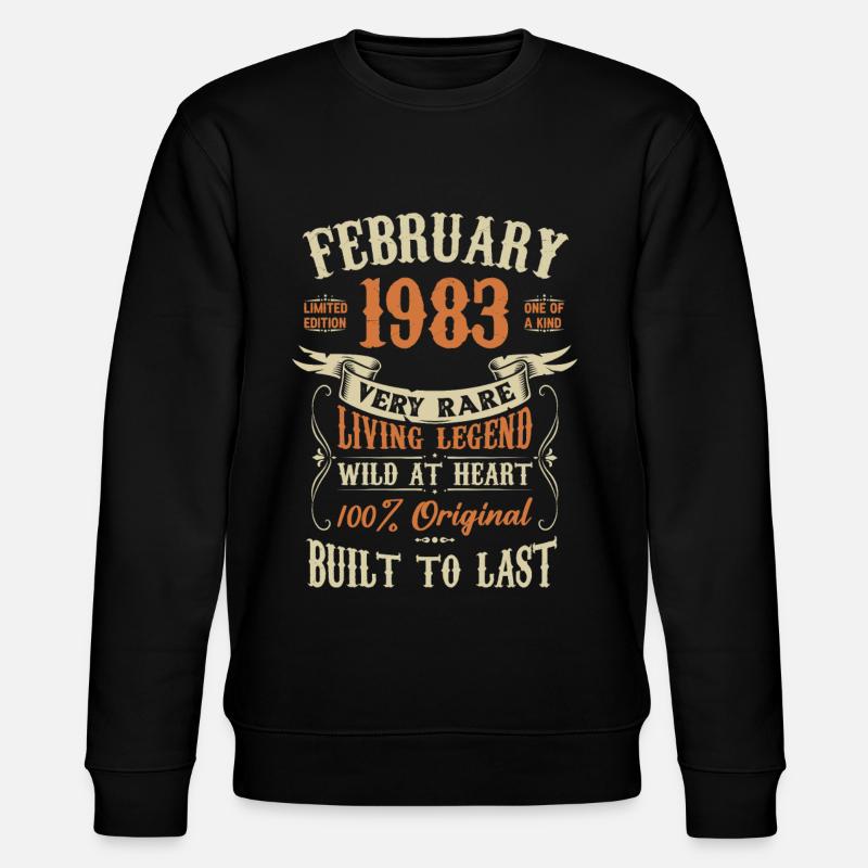 February 1983 Birthday present - Stanley/Stella CHANGER Unisex Organic Sweatshirt - black