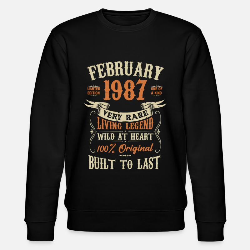 February 1987 Birthday present - Stanley/Stella CHANGER Unisex Organic Sweatshirt - black