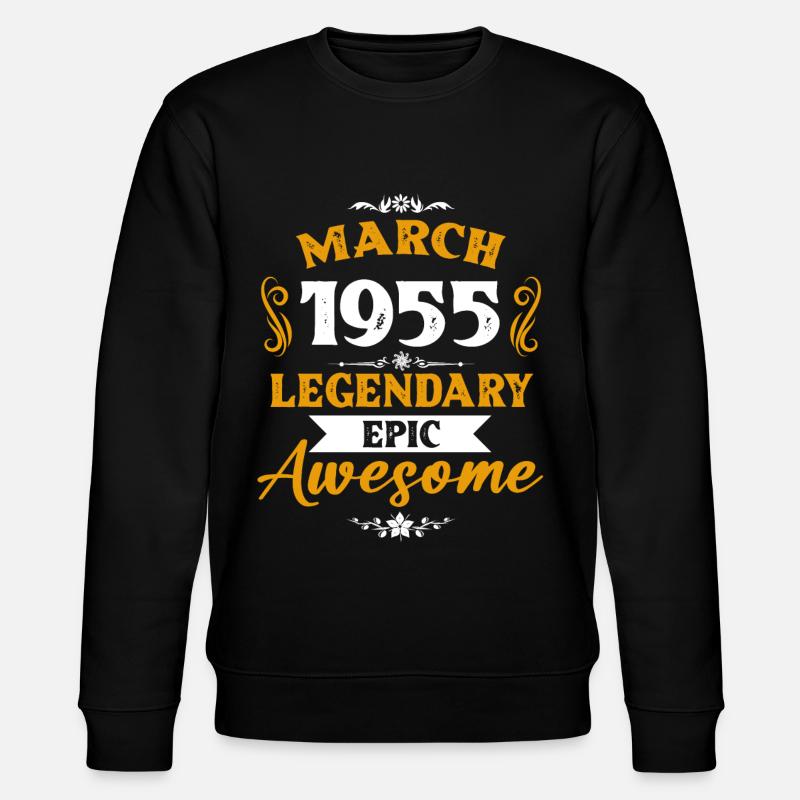 March 1955 Legends Birthday Gift - Stanley/Stella CHANGER Unisex Organic Sweatshirt - black