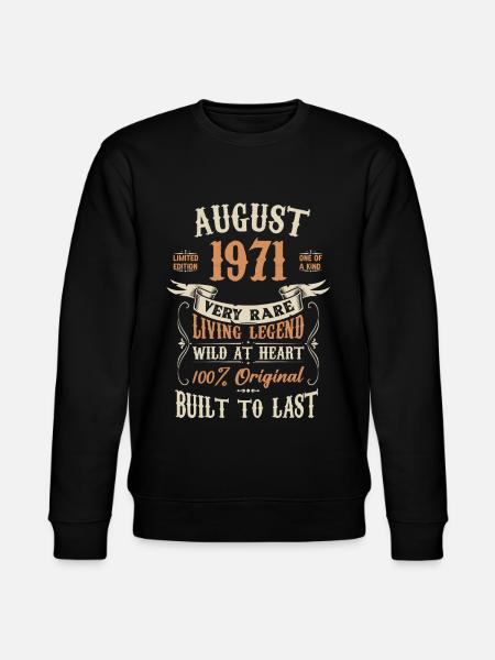 August 1971 Birthday Present - Stanley/Stella CHANGER Unisex Organic Sweatshirt - black