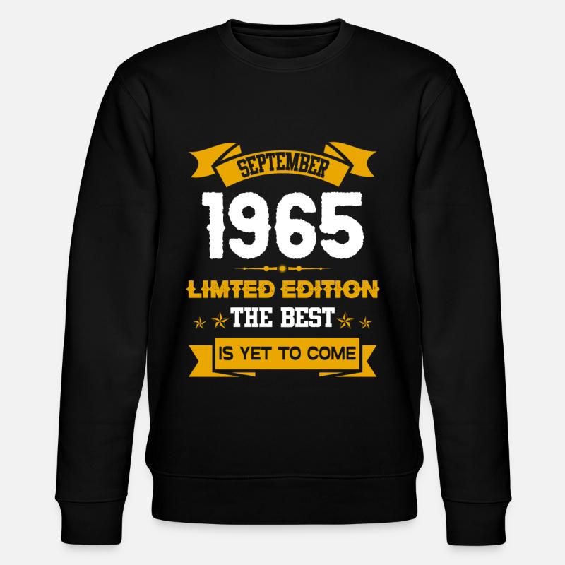 September 1965 Birthday Present - Stanley/Stella CHANGER Unisex Organic Sweatshirt - black