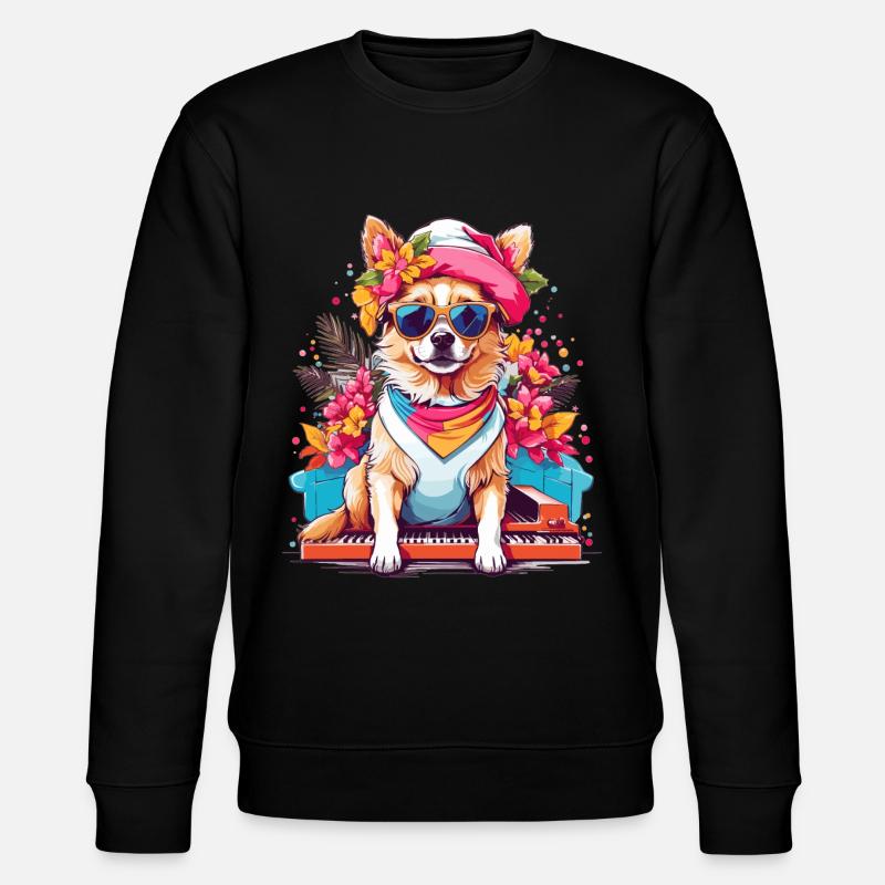 Hund mit Piano - Stanley/Stella Unisex Bio-Sweatshirt CHANGER  - Schwarz