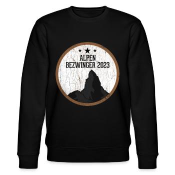 Alpenbezwinger 2023 Alpenüberquerung Finisher - Stanley/Stella Unisex Bio-Sweatshirt CHANGER  - Schwarz - Vorne - Nik (191cm) & Marisol (170cm)