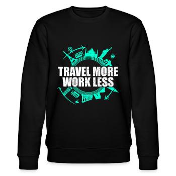Urlaubsreif Urlauber Reisen Reisender Travel More - Stanley/Stella Unisex Bio-Sweatshirt CHANGER  - Schwarz - Vorne - Nik (191cm) & Marisol (170cm)