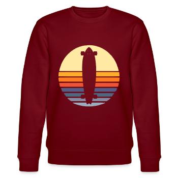 Longboard Longboarding Longboarder Skate - Stanley/Stella Unisex Bio-Sweatshirt CHANGER  - Burgunderrot - Vorne - Nik (191cm) & Marisol (170cm)