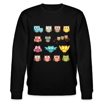 Eule - Stanley/Stella Unisex Bio-Sweatshirt CHANGER  - Schwarz - Vorne - Nik (191cm) & Marisol (170cm)