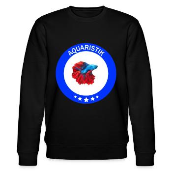Aquaristik Badge mit Kampffisch Betta splendens - Stanley/Stella Unisex Bio-Sweatshirt CHANGER  - Schwarz - Vorne - Nik (191cm) & Marisol (170cm)