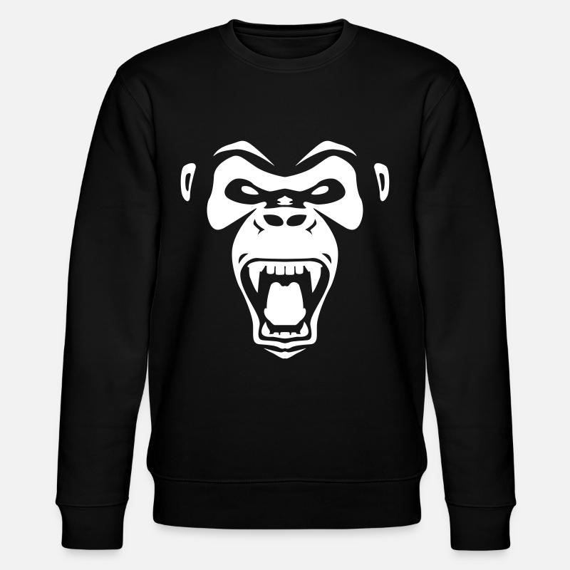 Wilder Affe zeigt Zähne - Stanley/Stella Unisex Bio-Sweatshirt CHANGER  - Schwarz