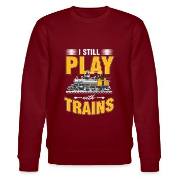 Eisenbahn Eisenbahn Spielzeug Lokomotive Ich spiele noch - Stanley/Stella Unisex Bio-Sweatshirt CHANGER  - Burgunderrot - Vorne - Nik (191cm) & Marisol (170cm)