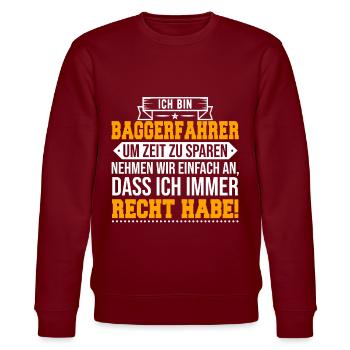 Baggerfahrer - Stanley/Stella Unisex Bio-Sweatshirt CHANGER  - Burgunderrot - Vorne - Nik (191cm) & Marisol (170cm)