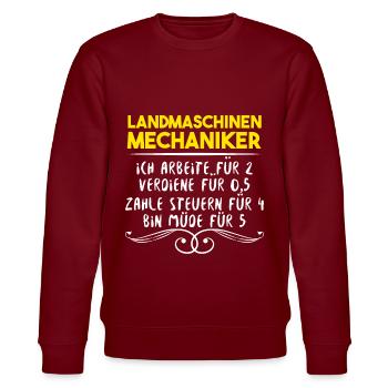 Landmaschinenmechaniker Landwirt Landmaschinen - Stanley/Stella Unisex Bio-Sweatshirt CHANGER  - Burgunderrot - Vorne - Nik (191cm) & Marisol (170cm)