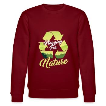 Erde Tag Umwelt Mutter Natur recyceltes Geschenk - Stanley/Stella Unisex Bio-Sweatshirt CHANGER  - Burgunderrot - Vorne - Nik (191cm) & Marisol (170cm)