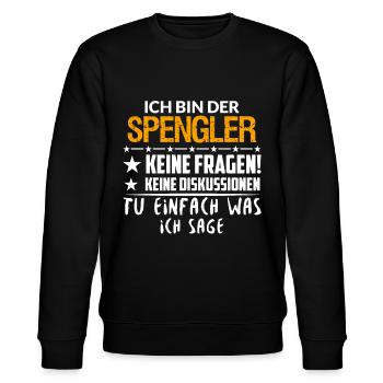Klempner Spengler Installateur Azubi Geschenkidee - Stanley/Stella Unisex Bio-Sweatshirt CHANGER  - Schwarz - Vorne - Nik (191cm) & Marisol (170cm)