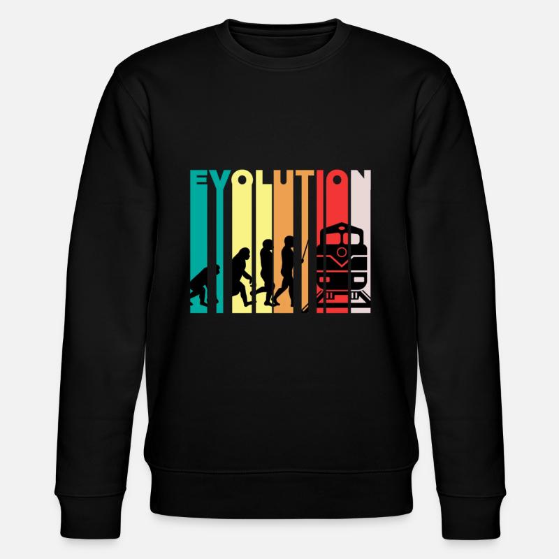 Evolution Of Train Driver Gift - Stanley/Stella CHANGER Unisex Organic Sweatshirt - black