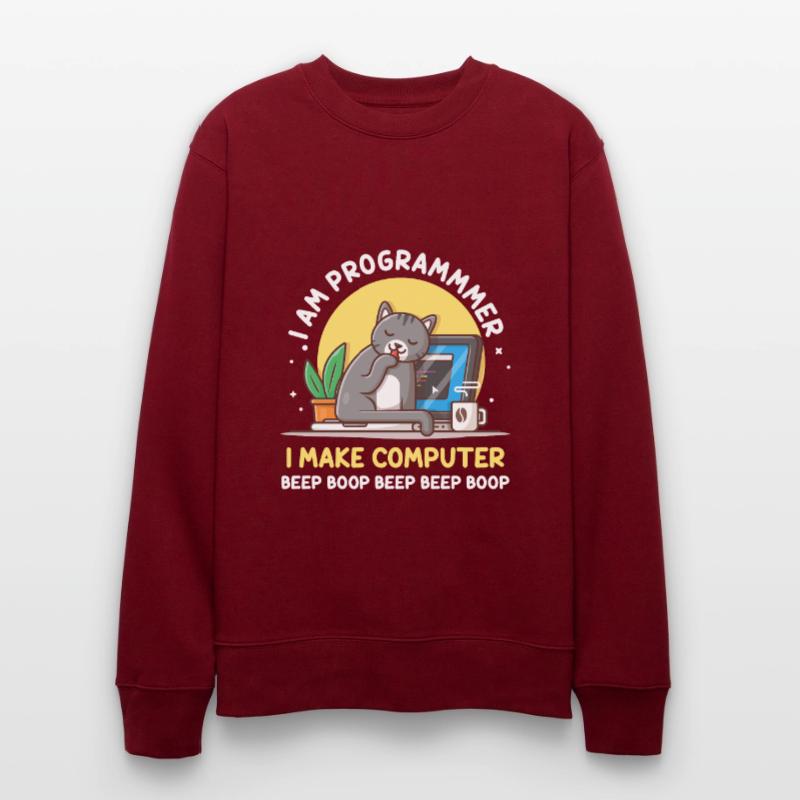 Cat Programmer Coder Entwickler Kitten Computer Stanley/Stella Unisex Bio-Sweatshirt CHANGER 